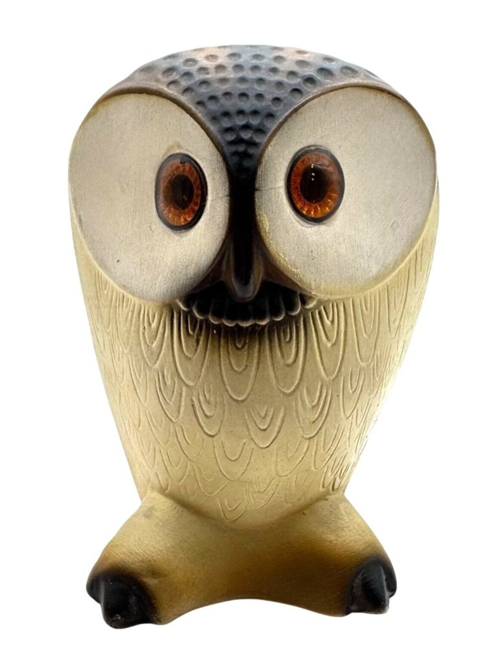 Vintage Napco MCM Retro Owl Penny Bank Chalkware National Potteries Corp 6"